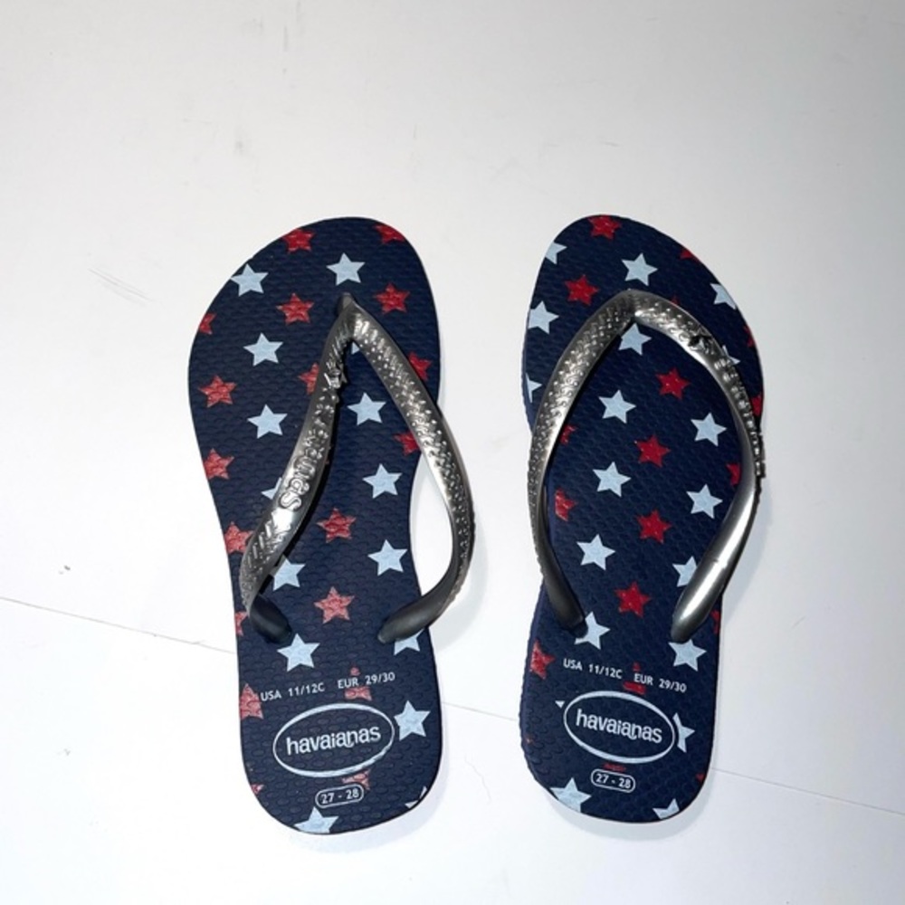 Havaianas‎ flip flops Patriotic Red White Blue Stars Sandals Little kid 11/12C